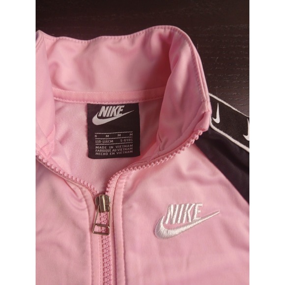 Nike Black & Pink Long Sleeve Zippered Sweater Size M  5-6 Years EmbroLogo #403C - Picture 3 of 7